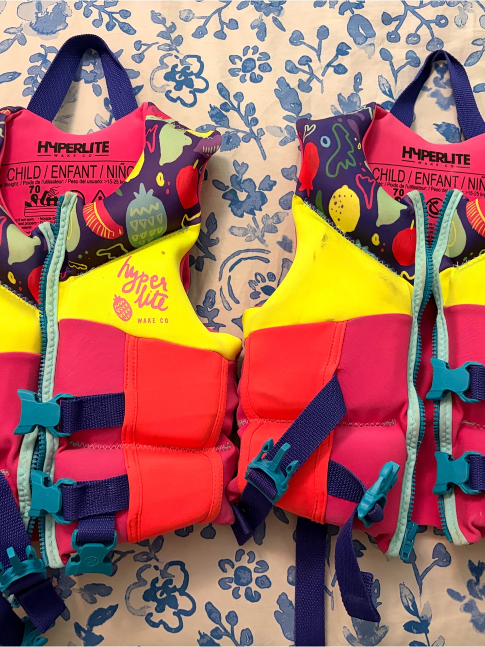 Hyperlite Kids Swim Life Jacket - Neon Yellow & Pink